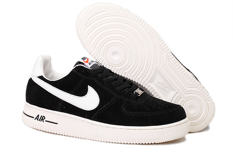 Nike Air Force 1 Chaussures Pour Hommes Fourrure Noire Nouveau Blanc